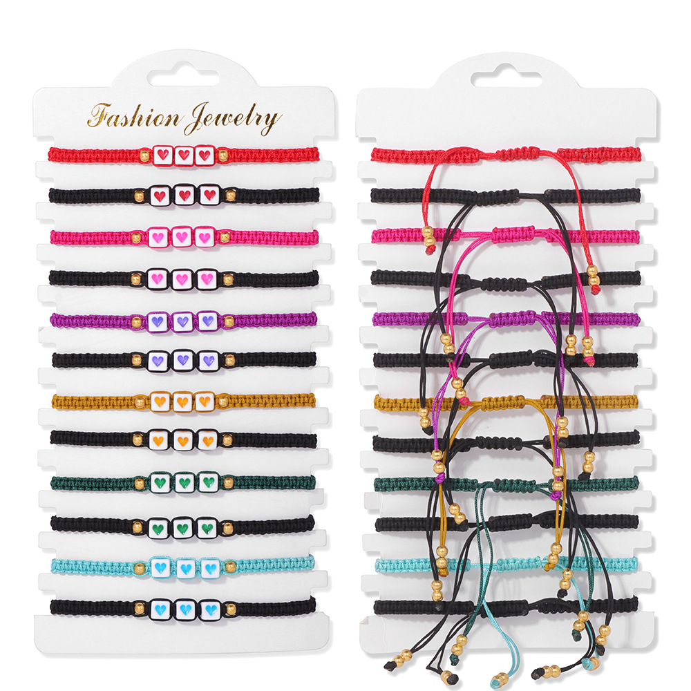 12pcs square love braided bracelet