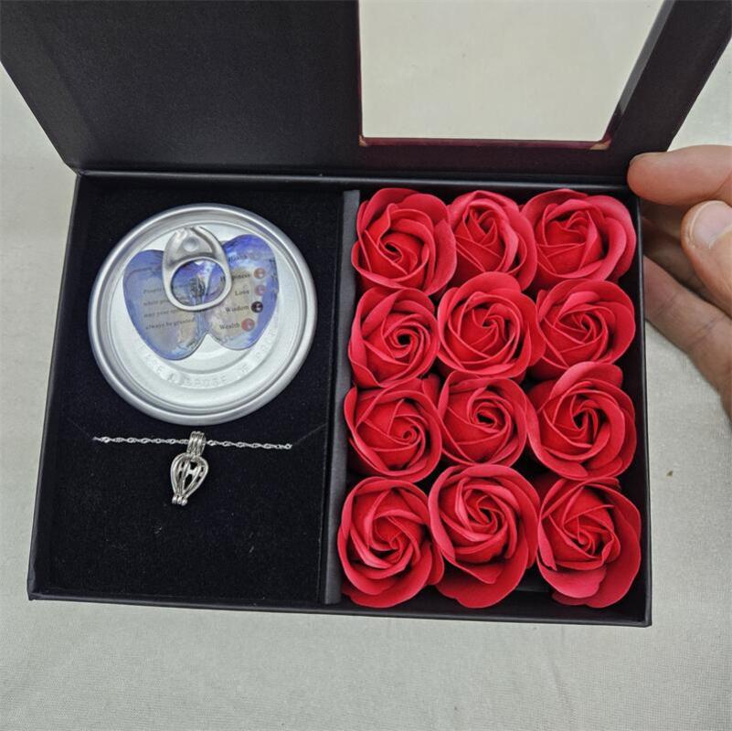 Black outer box + red flowers