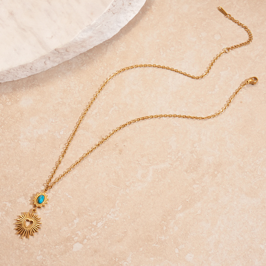Necklace-gold blue