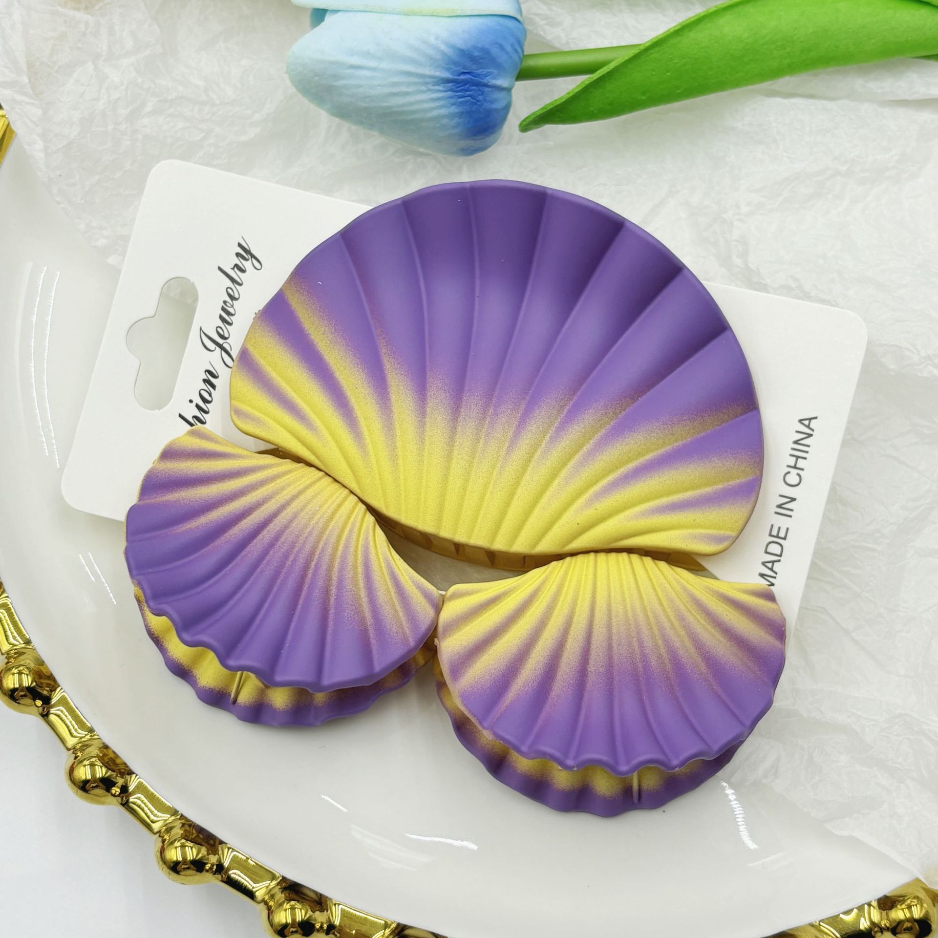 Yellow and purple three-piece set