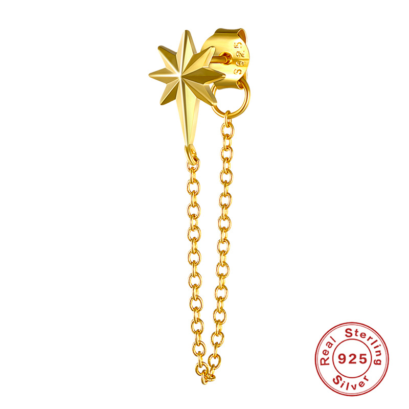 Gold single octagonal star ear cord