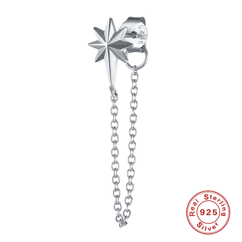 Platinum Single Octagonal Star Ear Wire