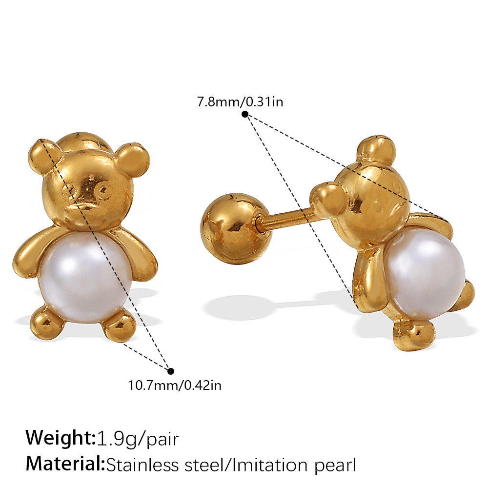 Eh1160weg white pearl gold stud earrings