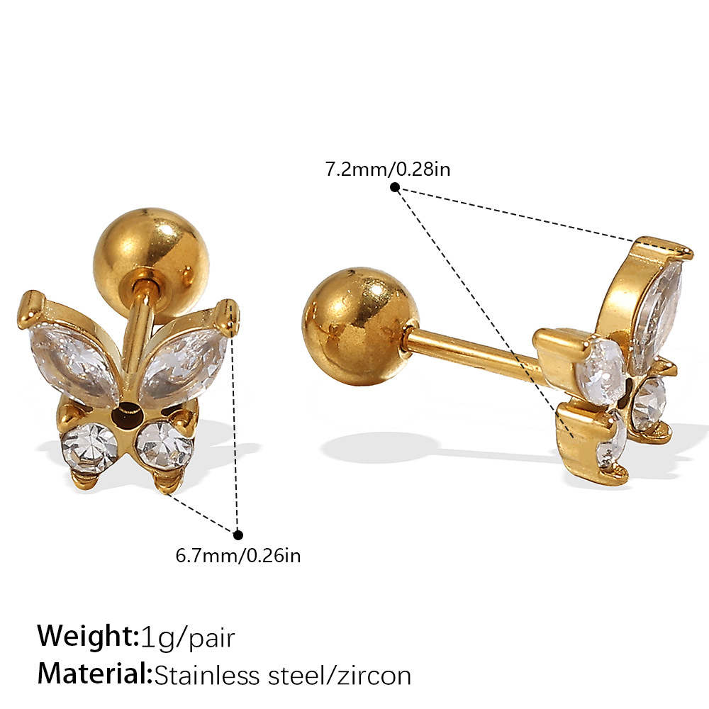 Eh1161weg white zirconium gold stud earrings