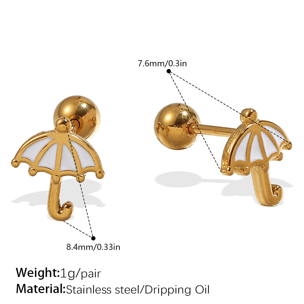 Eh1163weg white oil gold stud earrings