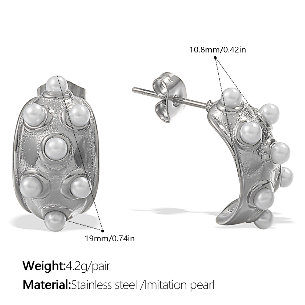 Eh1134wes white bead silver earrings