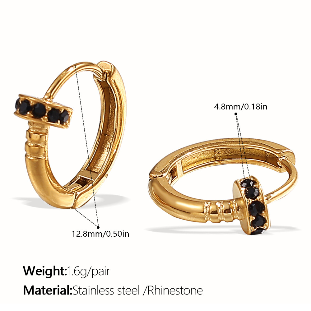 Eh1125bkg black diamond gold earrings