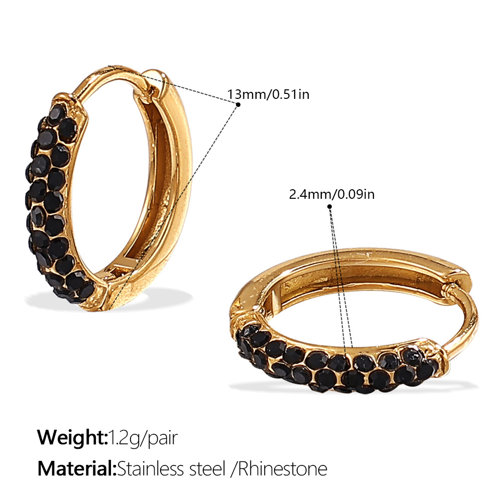 Eh1121gng black diamond gold earrings