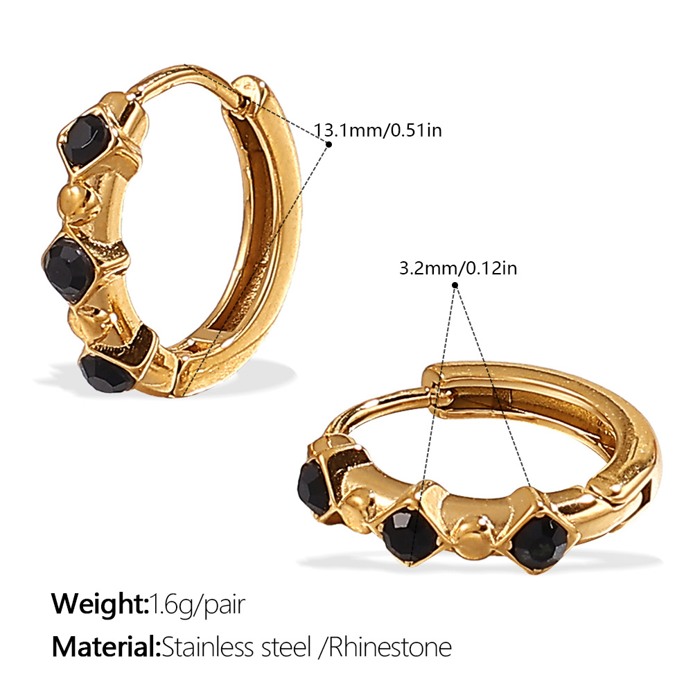 Eh1122gng black diamond gold earrings