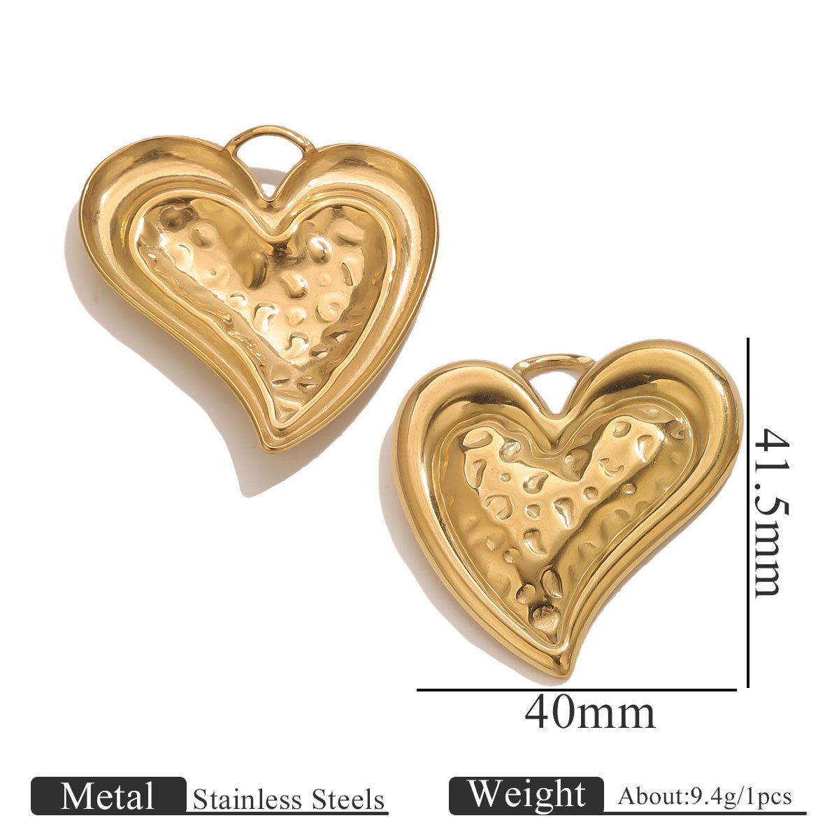Gold pendant - love heart on the left