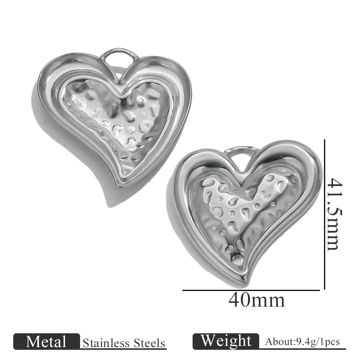 Steel color pendant-heart on the left