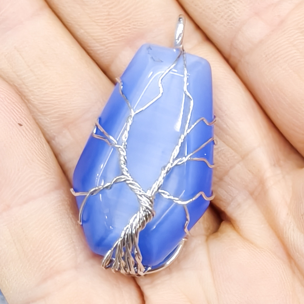 Synthetic blue cat s eye stone