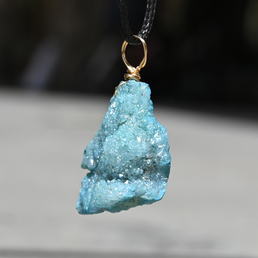 Blue electroplated crystal cluster (single price)