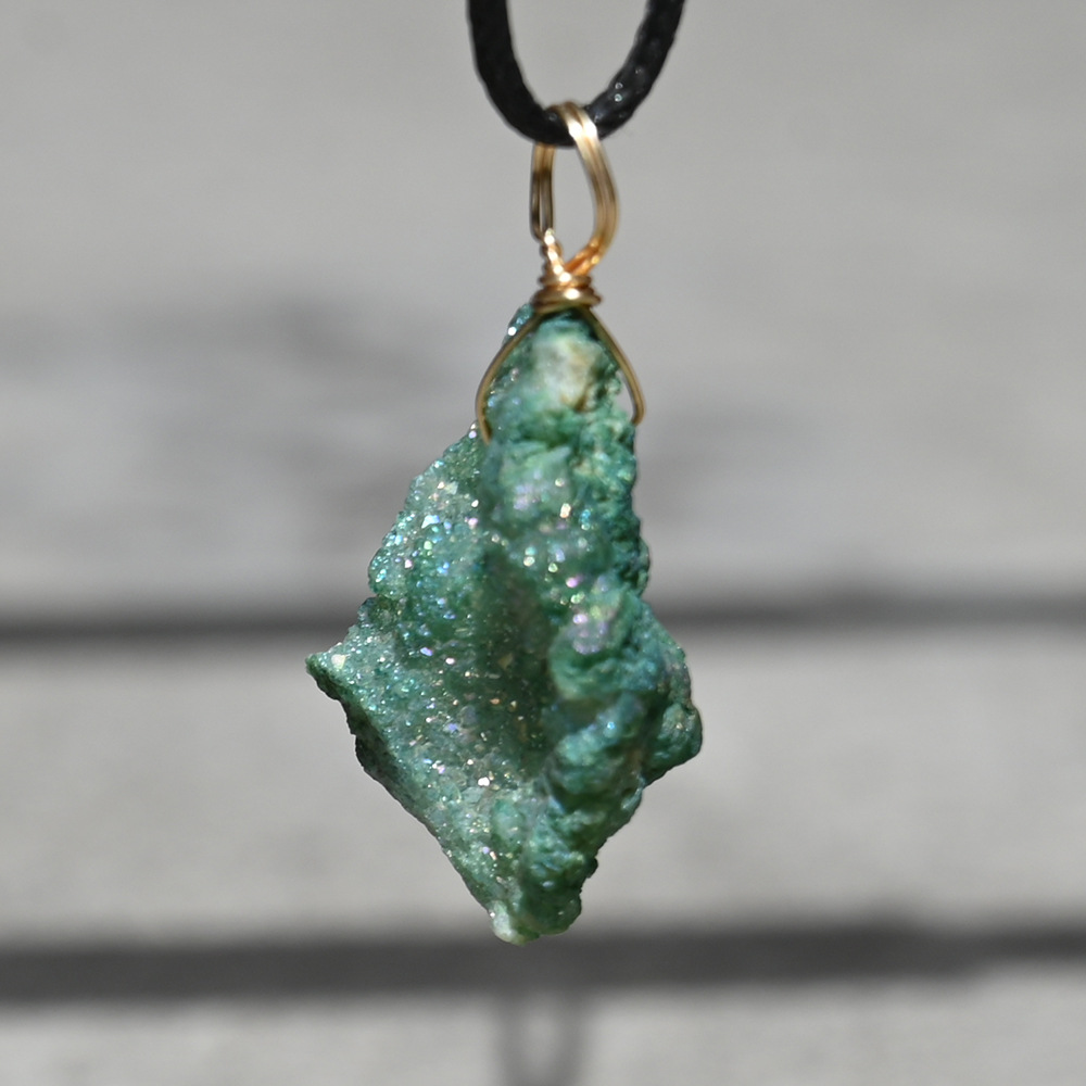 Green electroplated crystal cluster (single price)