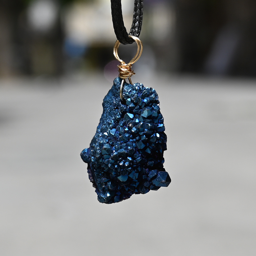 Sapphire electroplated crystal cluster (single price)
