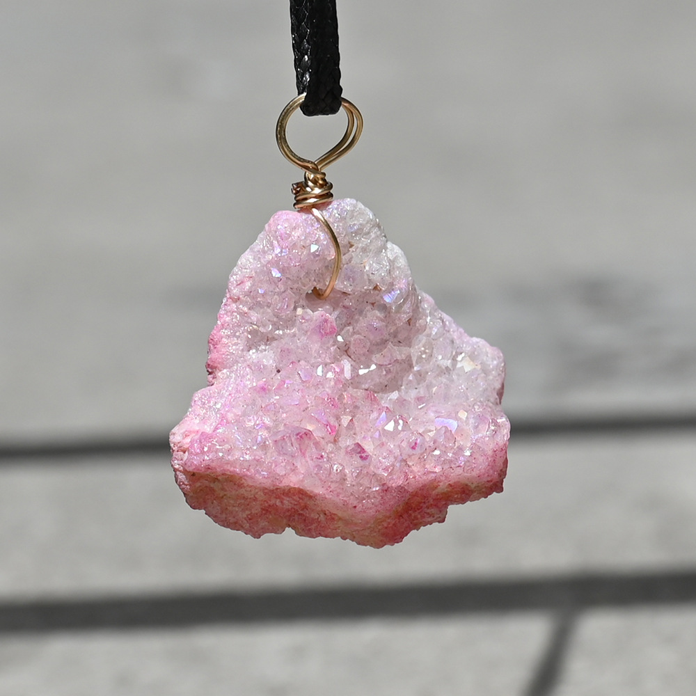 Pink electroplated crystal cluster (single price)