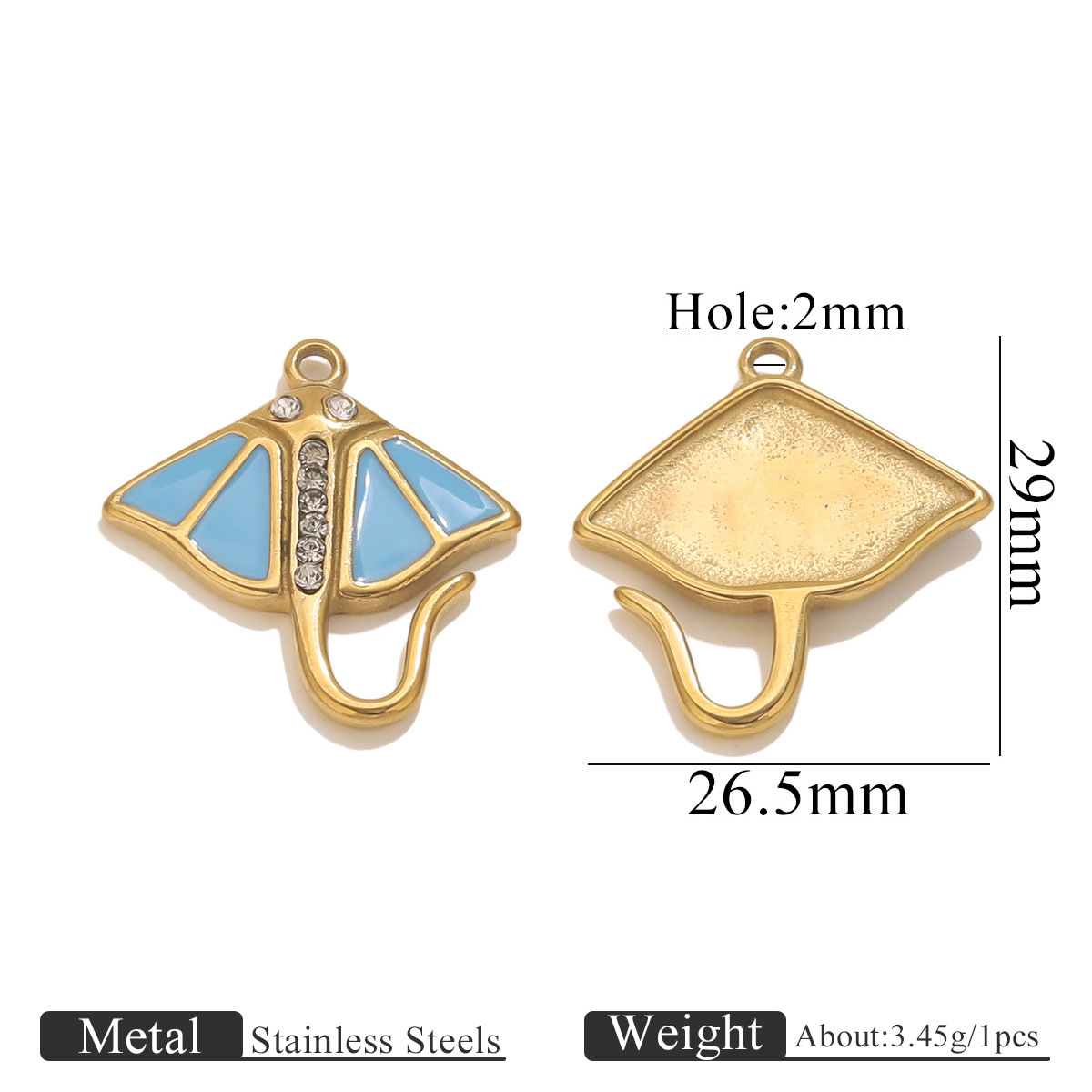 Golden manta ray oil drop blue white diamond