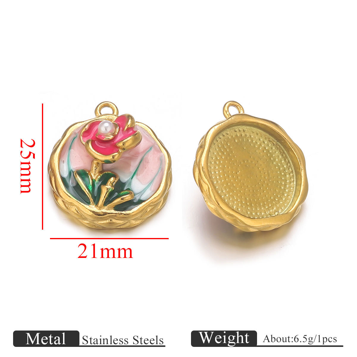 Golden round rose pendant dripping oil gradient color