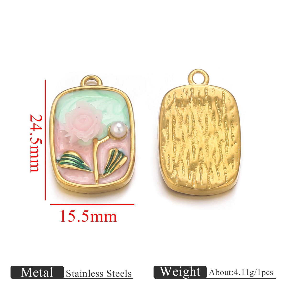 Golden rectangular pendant dripping oil gradient color