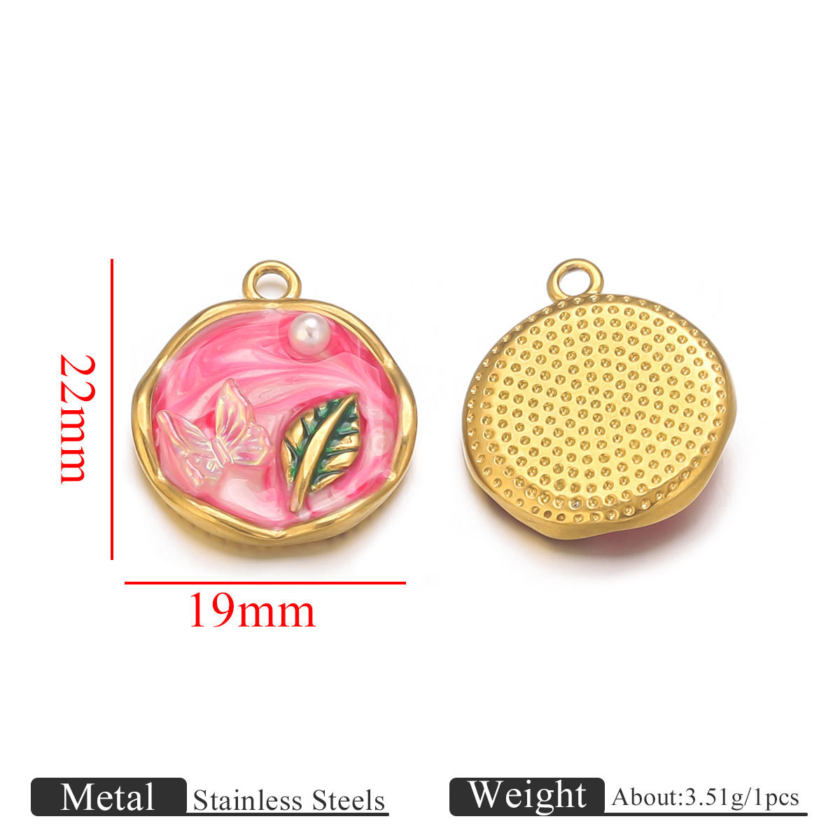 Golden round pendant dripping oil gradient color