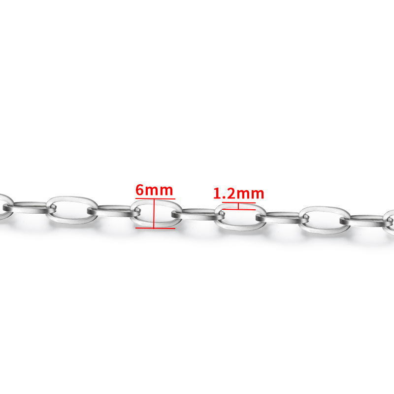 Steel color square chain 1.2x6mm