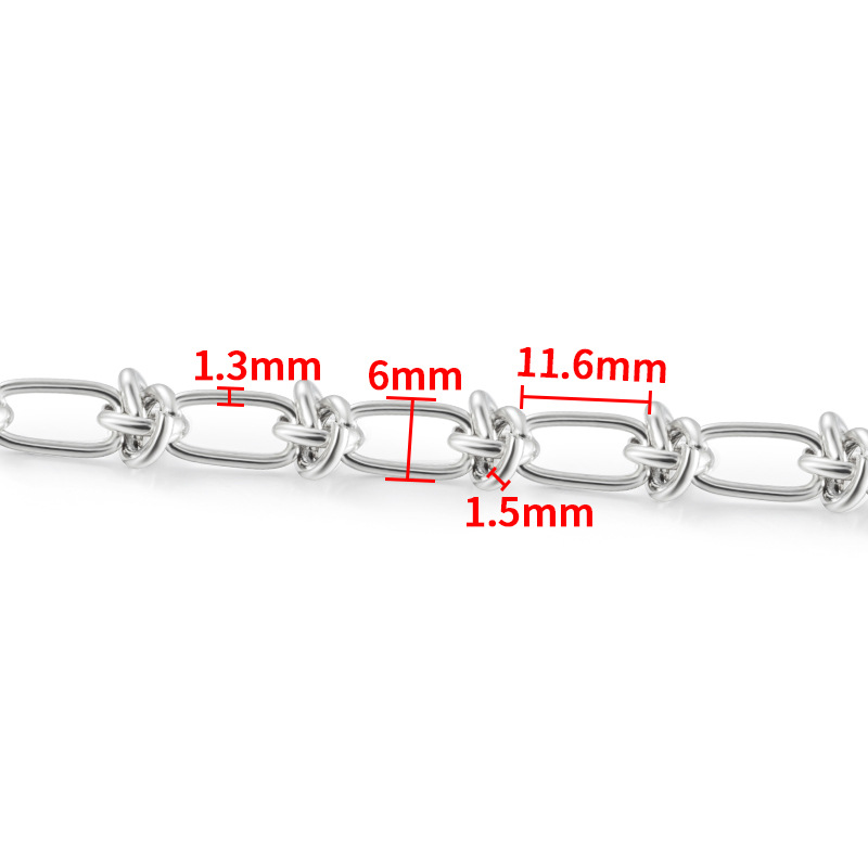 Steel color hand knottie chain 1.3x6mm
