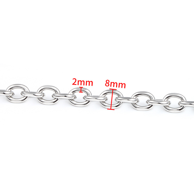 Steel color oval split chain 8mm