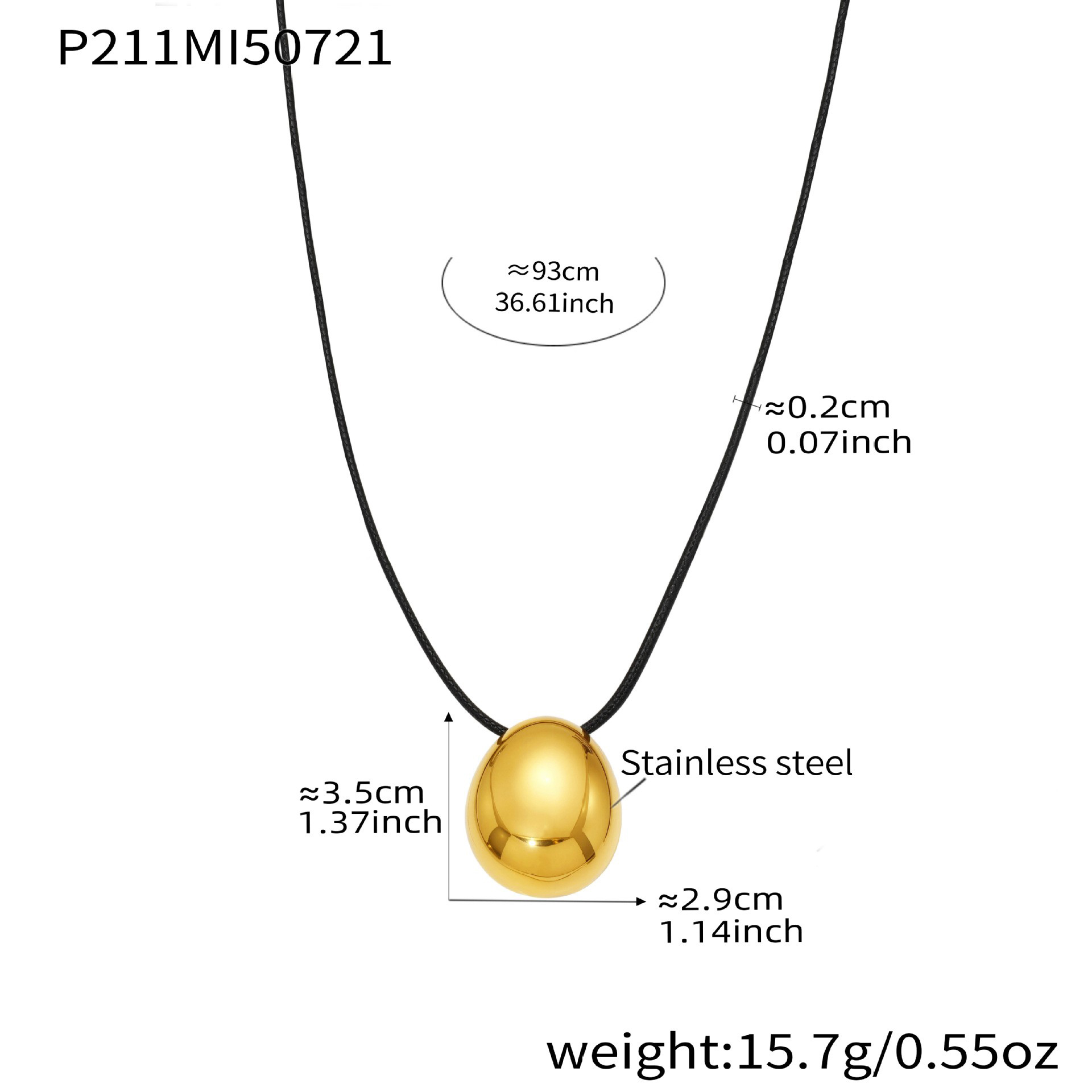 P211-golden water drop long necklace 93cm