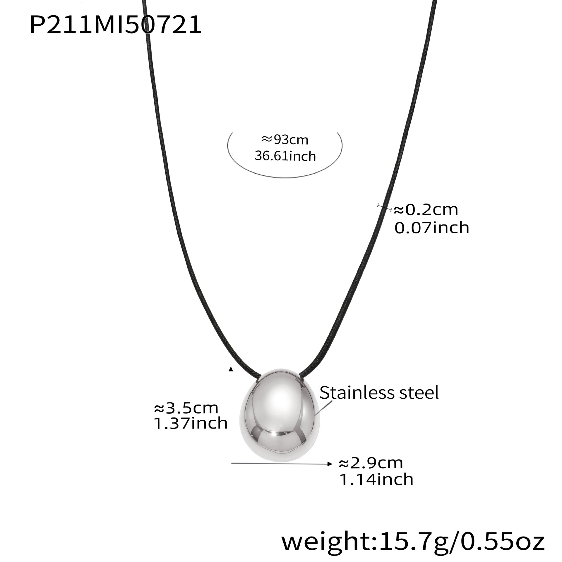 P211-steel color water drop long necklace 93cm