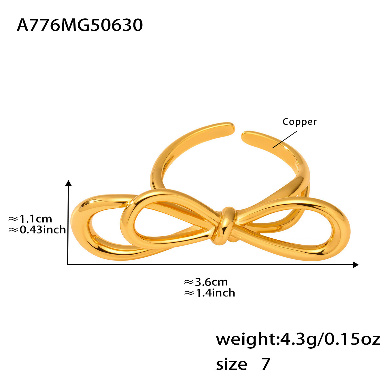 A776-gold bow ring