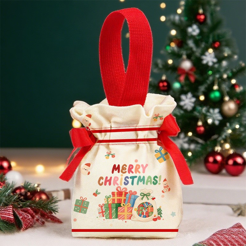 Red Christmas Gift Drawstring Bag Style Two, 15*16*5cm