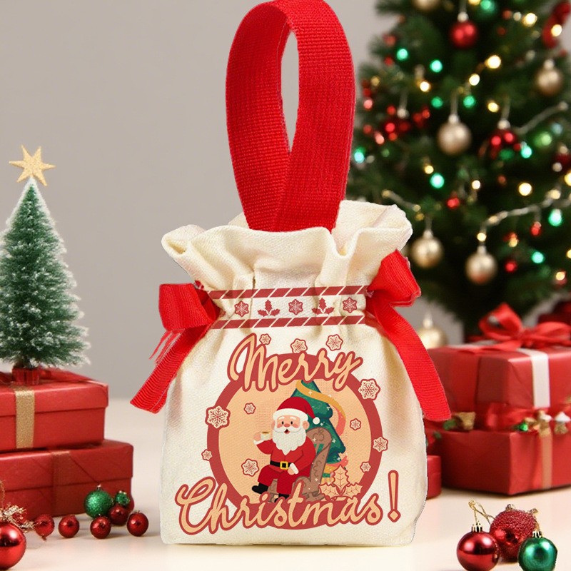 Red Santa Claus drawstring bag: 18*19*8cm