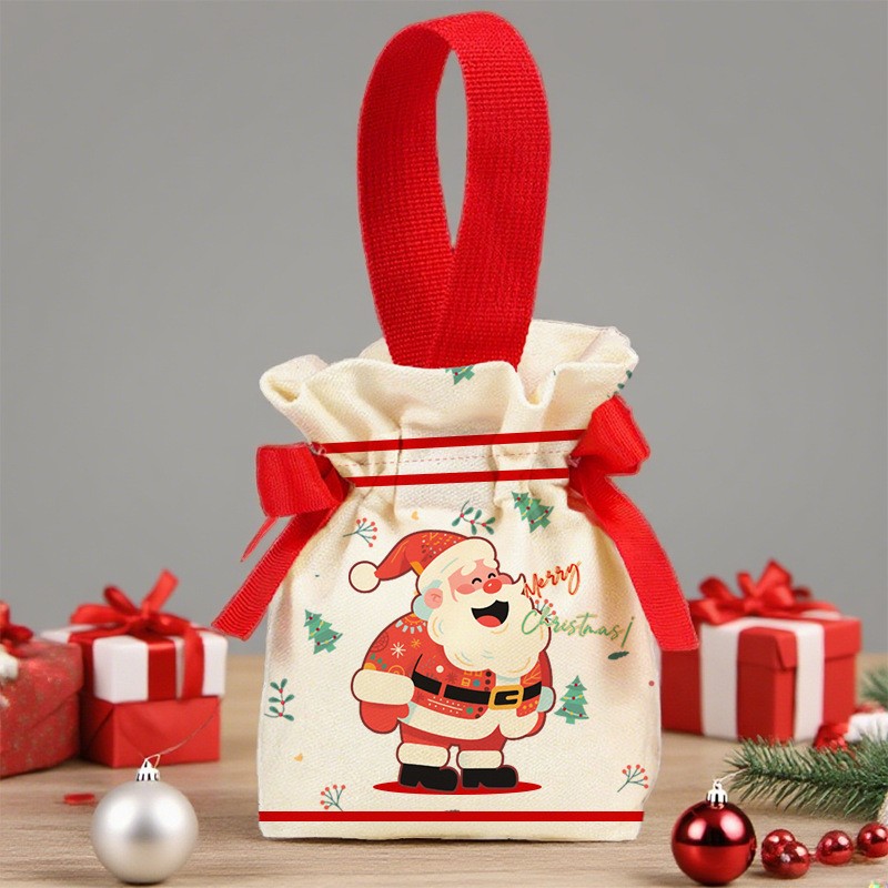 Red smiling Santa Claus drawstring bag 15*16*5cm