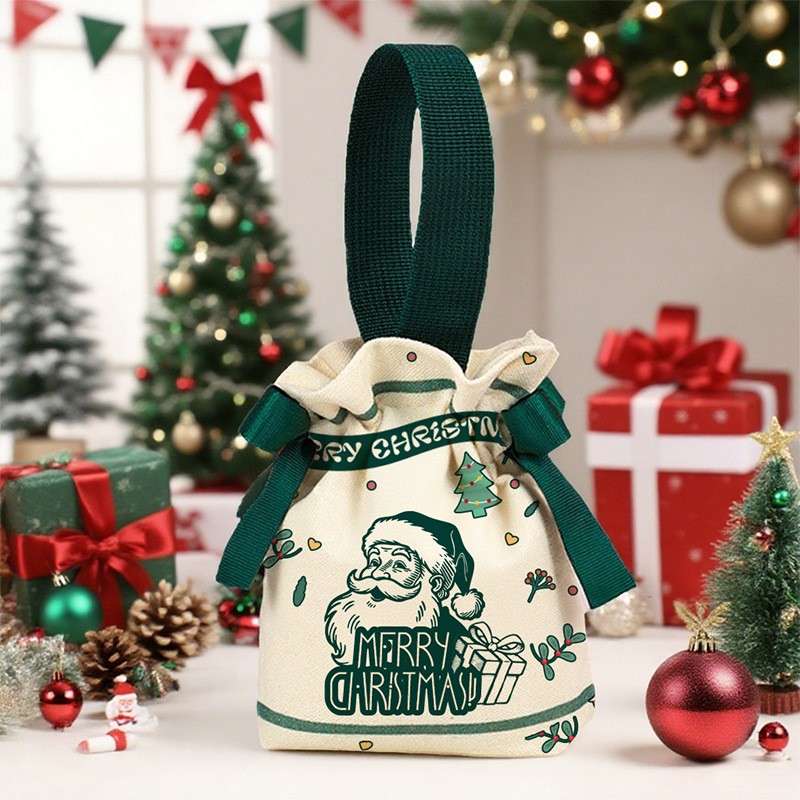The Green Old Man Christmas Drawstring Bag measures 18*19*8cm