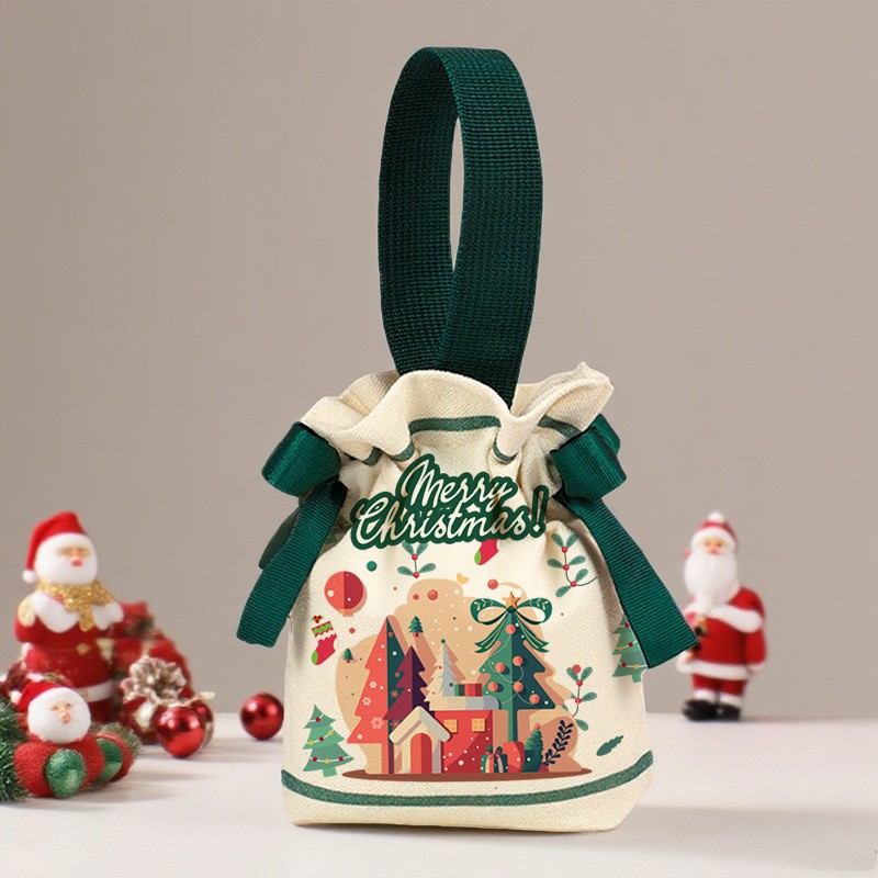 Green Christmas House drawstring bag 18*19*8cm