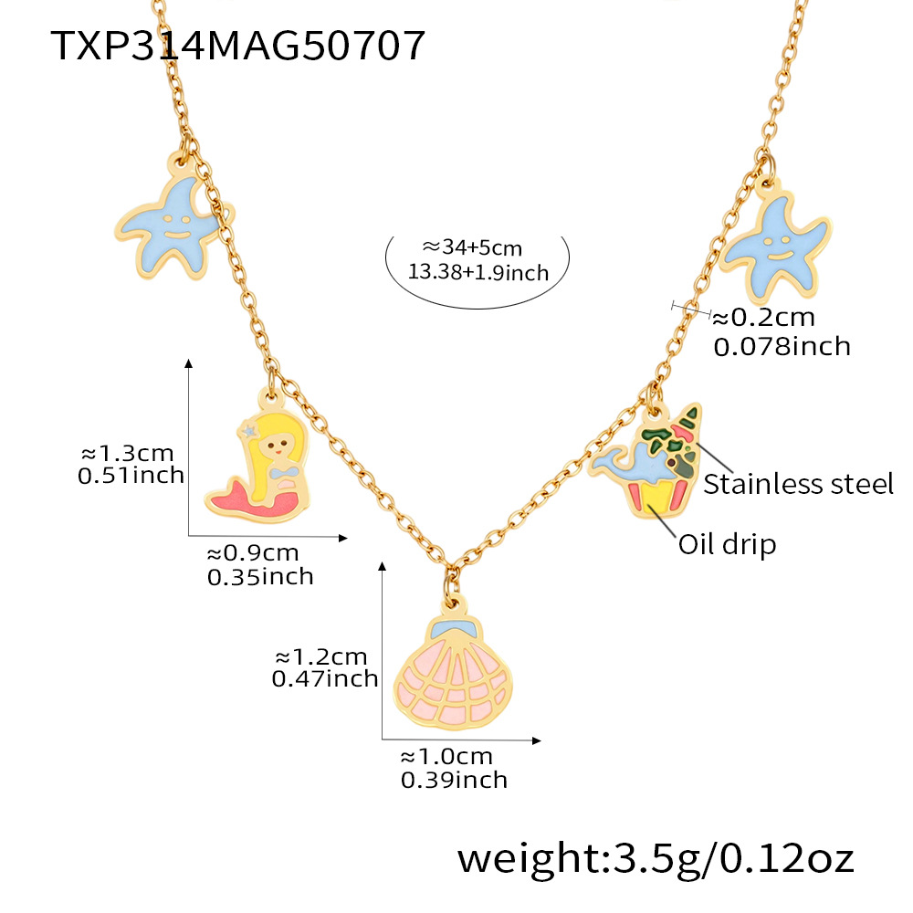 Txp314-golden ocean series necklace-34 5cm