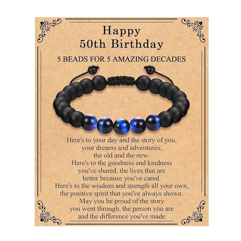 Blue tiger eye birthday bracelet 50 years old
