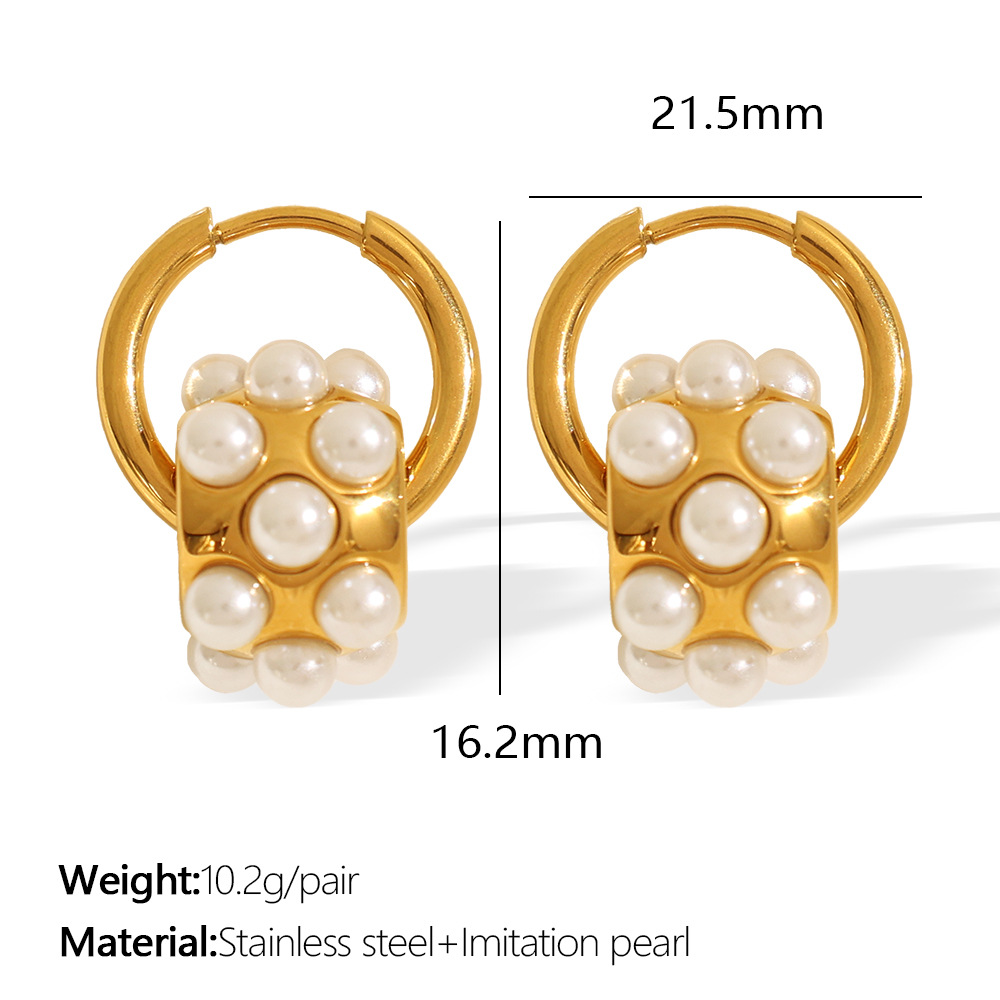 Eh836wepg white bead gold earrings