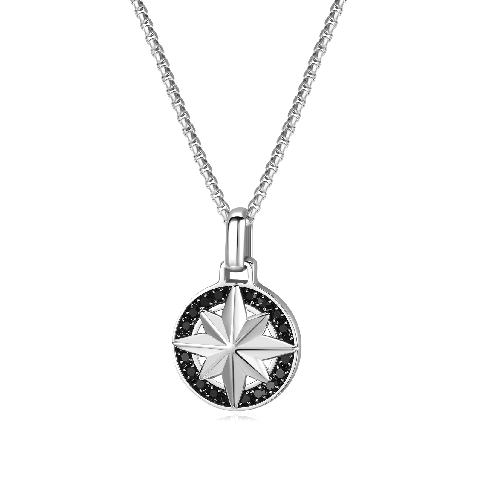 Black steel pendant steel necklace 60cm