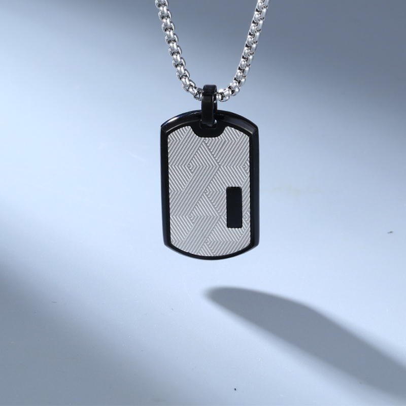 Black pendant steel necklace 60cm