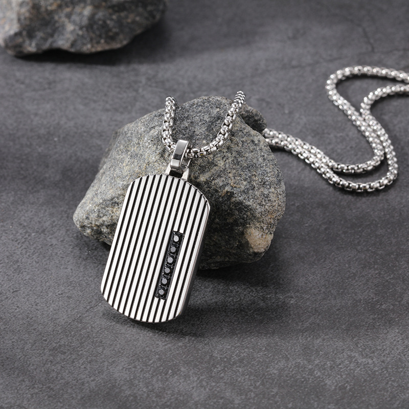 Necklace 60cm (steel color black zircon)