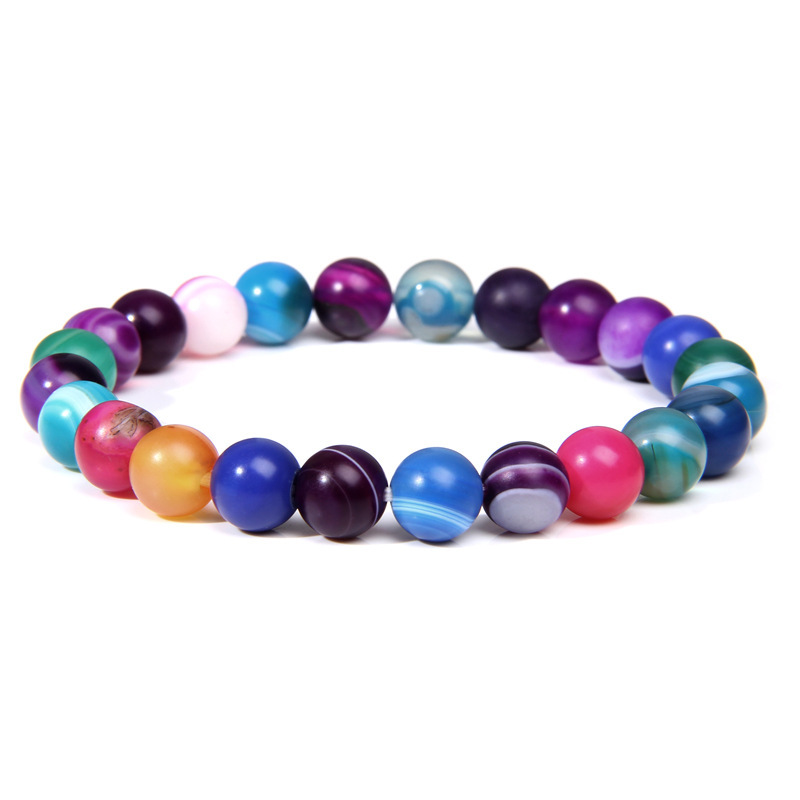 Frosted mixed color striped agate