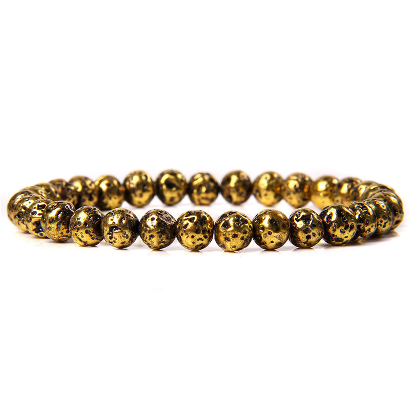 Electroplated yellow volcanic stone