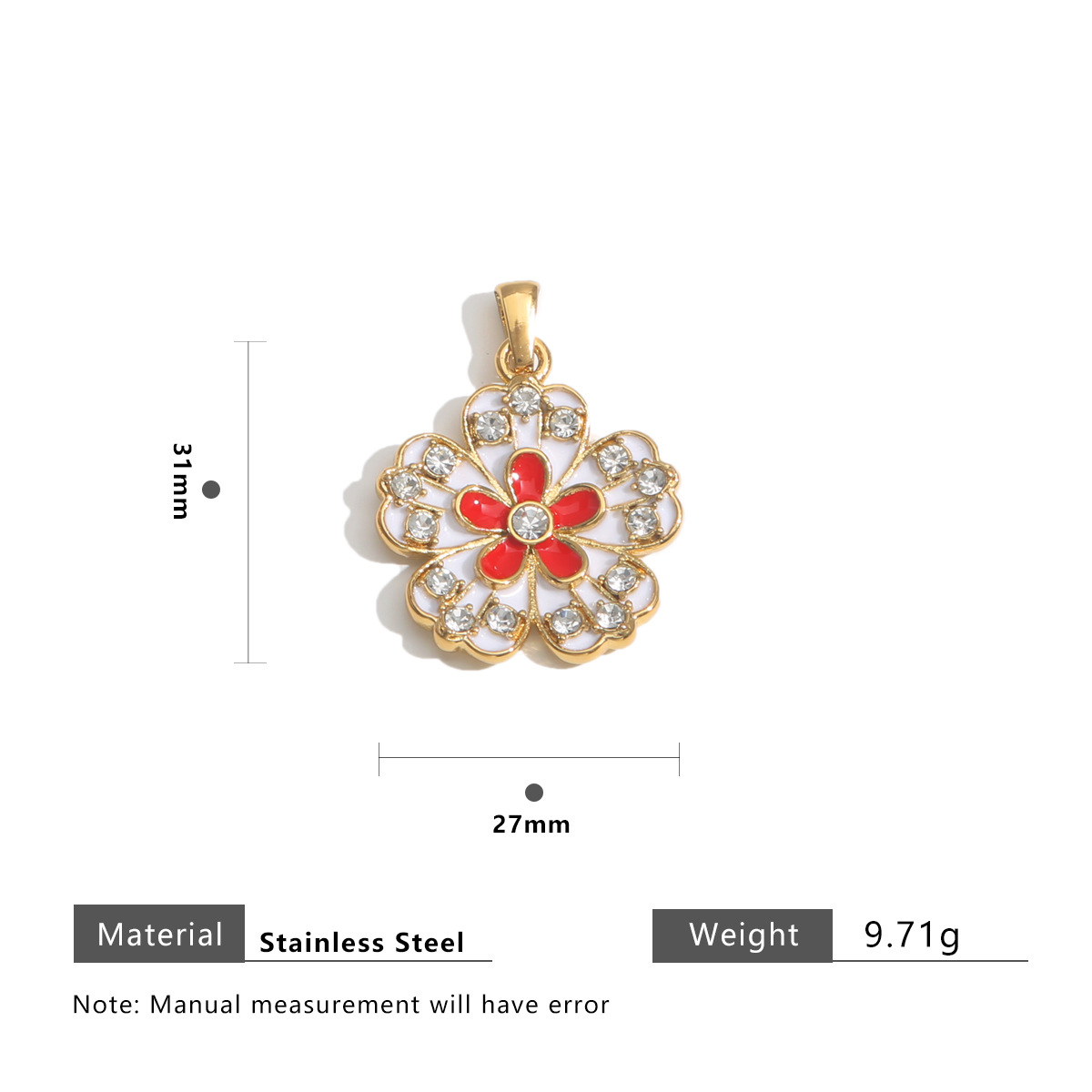 White and red dot diamond flowers