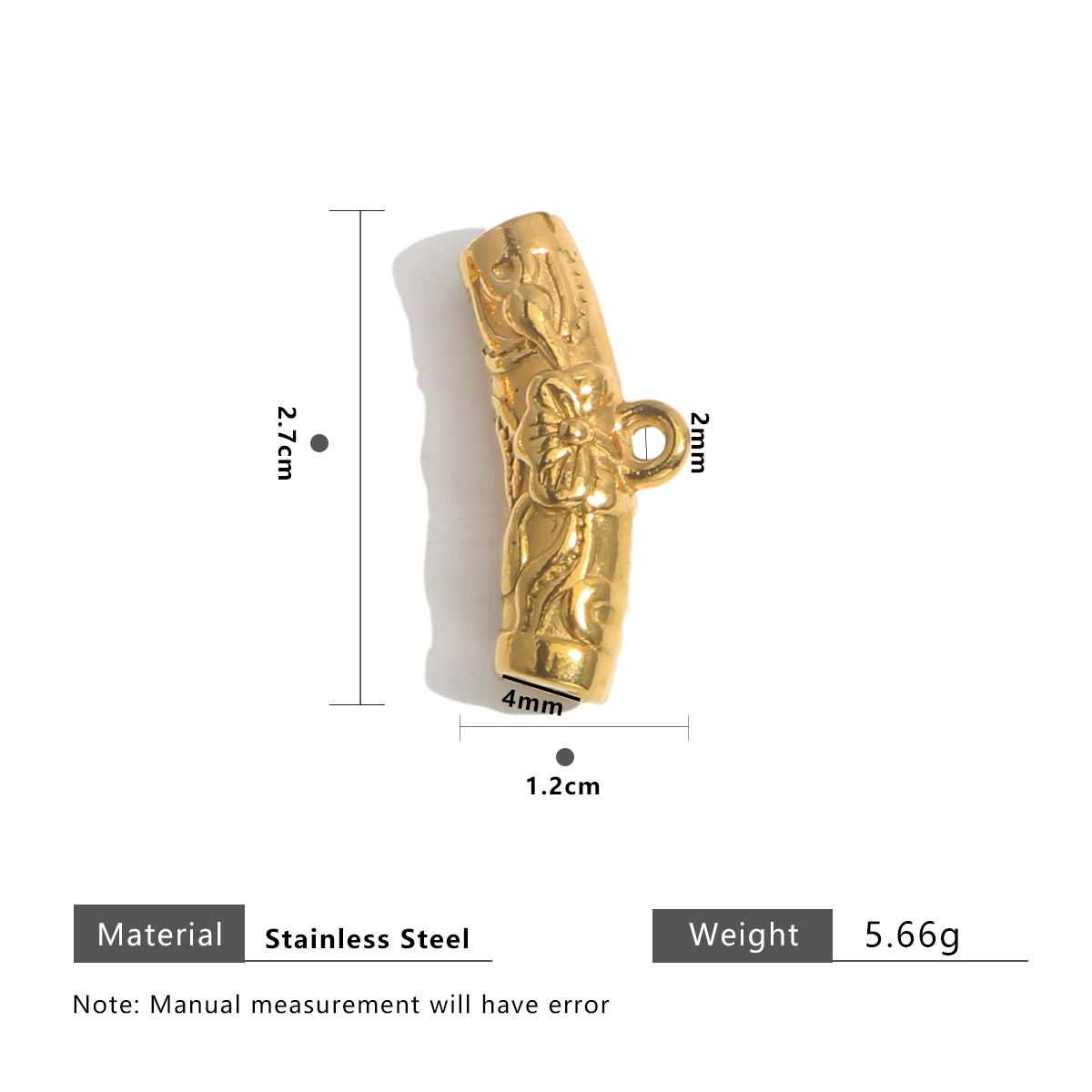 Gold long bead ring 27mm