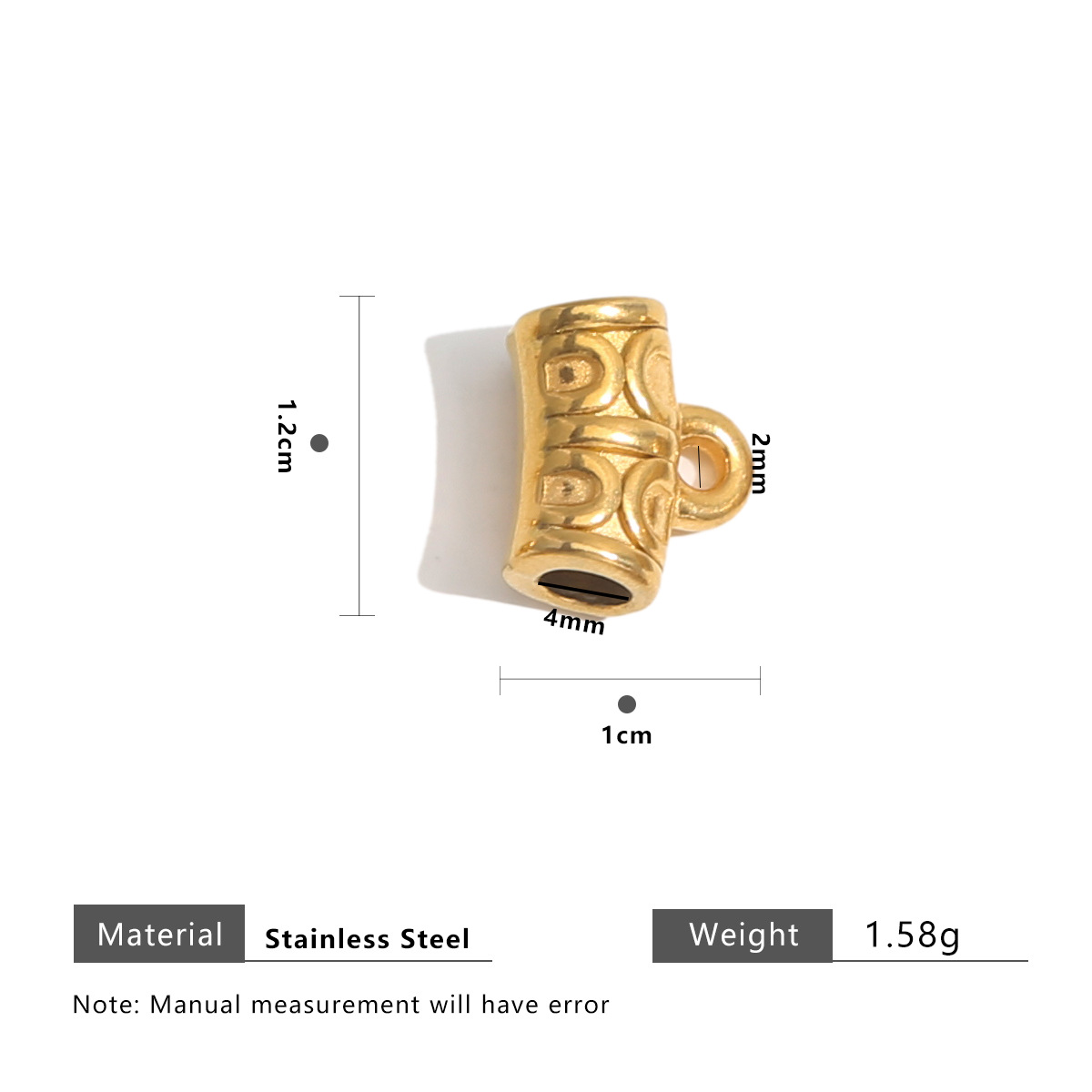 Gold long bead ring 12mm
