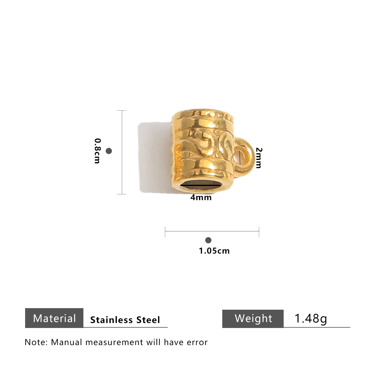 Gold long bead ring 8mm
