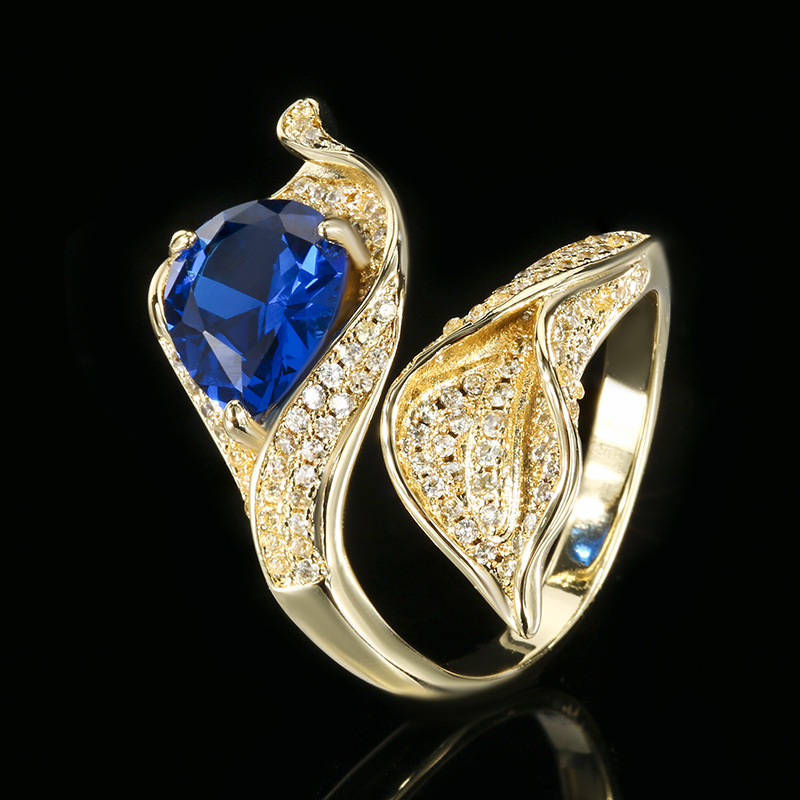 Blue spiked crystal 113#Ring