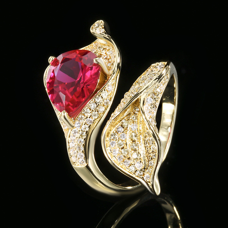 Red corundum 5 # Ring