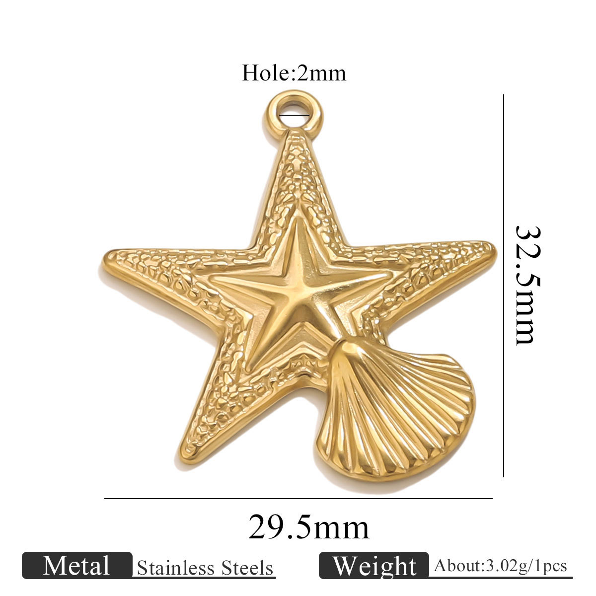 Golden five-pointed star shell